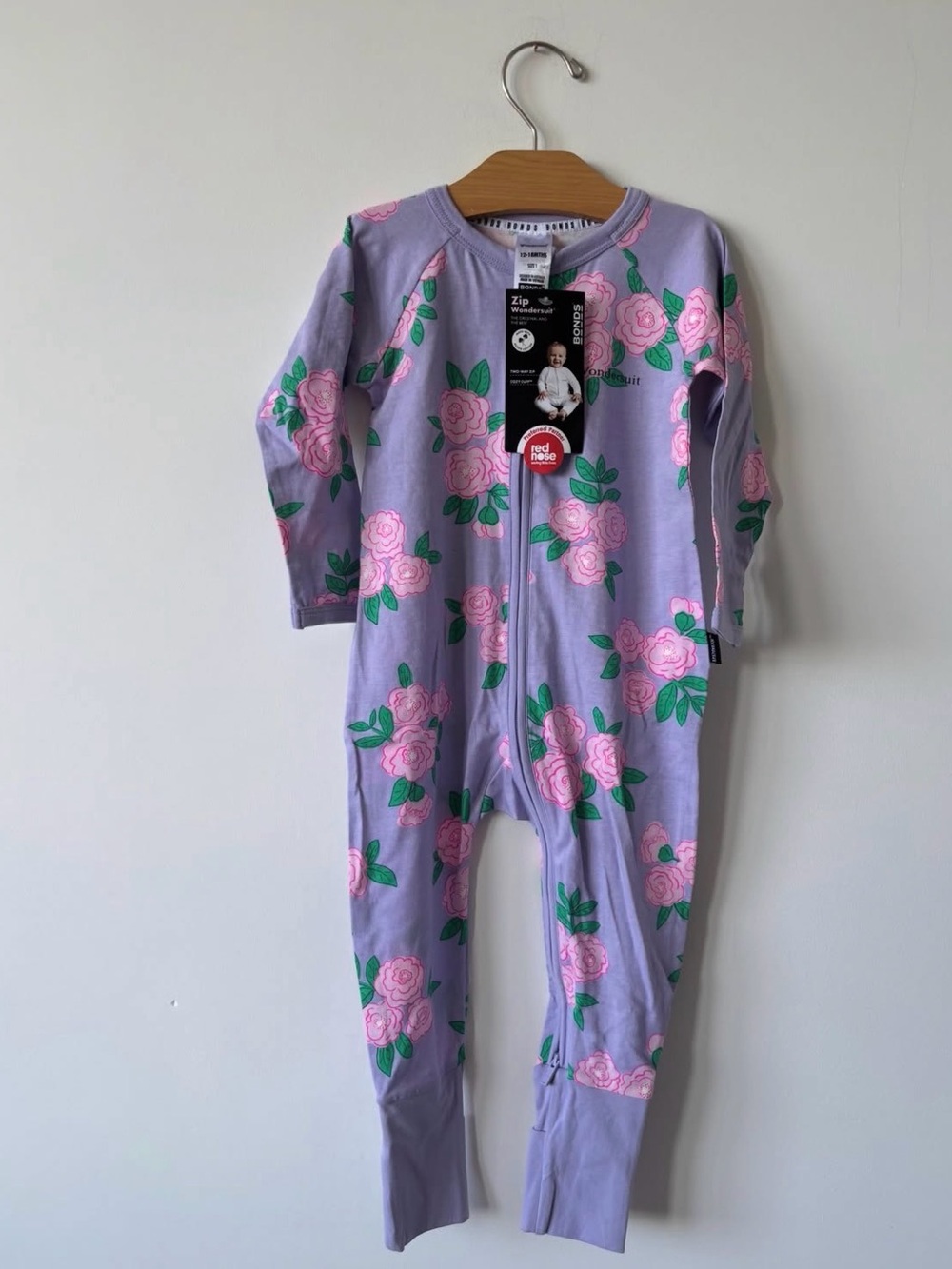 Bonds Lavender Floral Zip One-Piece - Pink Rose Print